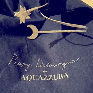 Poppy Delevigne x Aquazzura Ballerina Black Suede Flats